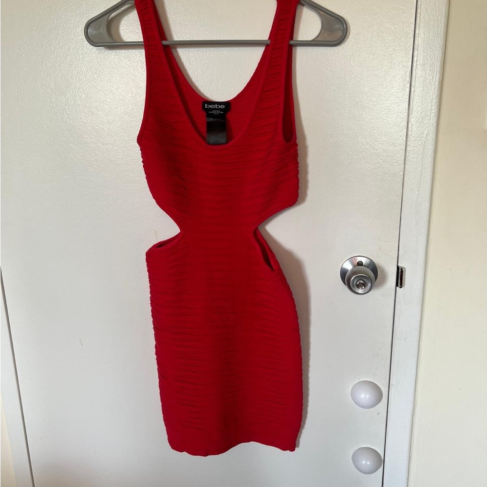 bebe Vibrant Red Backless Dress